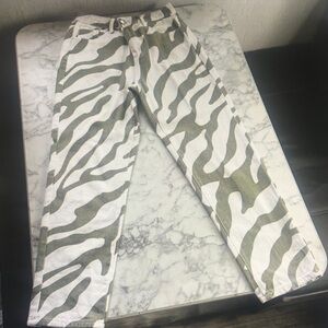 Green and White Camouflage Pants